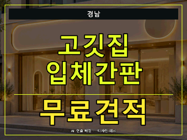 경남 고깃집 입체간판 무료견적 안내 썸네일 · AI 연출 배경