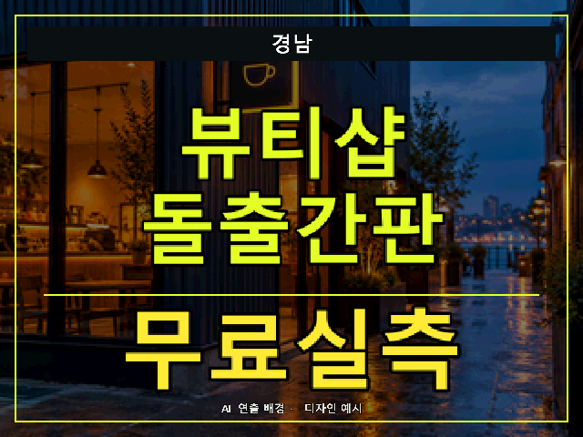 경남 뷰티샵 돌출간판 무료실측 안내 썸네일 · AI 연출 배경