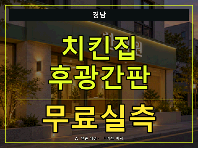 경남 치킨집 후광간판 무료실측 안내 썸네일 · AI 연출 배경