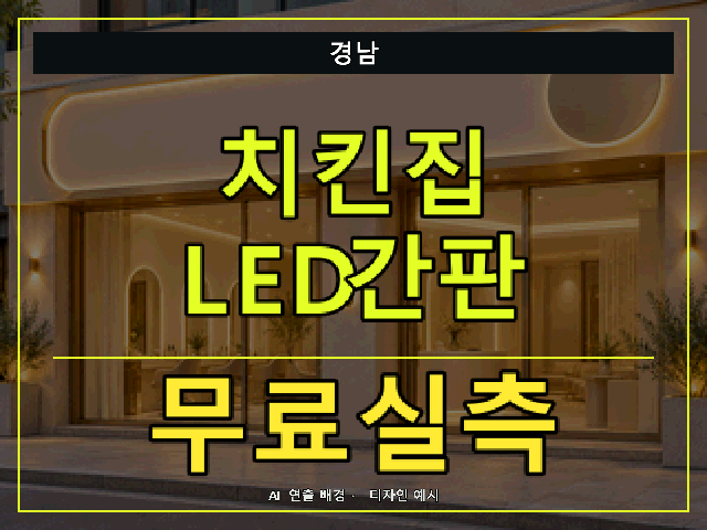 경남 치킨집 LED간판 무료실측 안내 썸네일 · AI 연출 배경