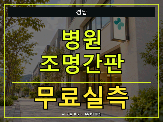 경남 병원 조명간판 무료실측 안내 썸네일 · AI 연출 배경
