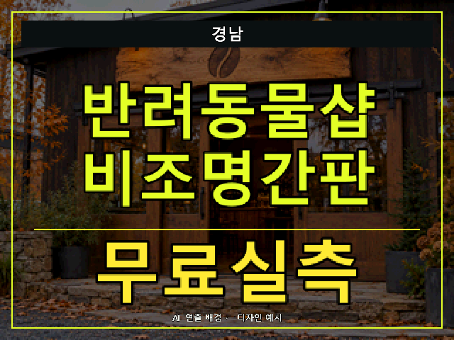 경남 반려동물샵 비조명간판 무료실측 안내 썸네일 · AI 연출 배경