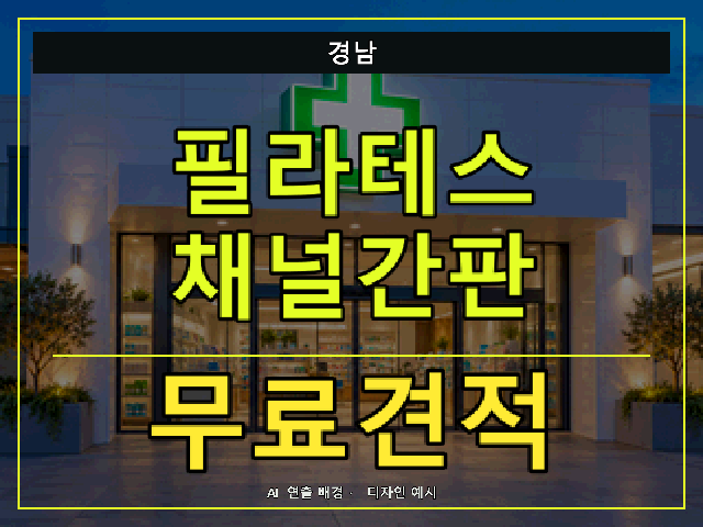 경남 필라테스 채널간판 무료견적 안내 썸네일 · AI 연출 배경