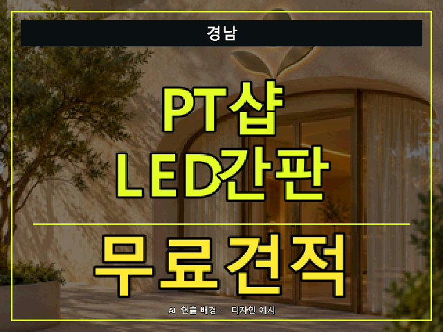 경남 PT샵 LED간판 무료견적 안내 썸네일 · AI 연출 배경