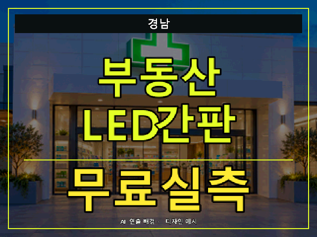 경남 부동산 LED간판 무료실측 안내 썸네일 · AI 연출 배경