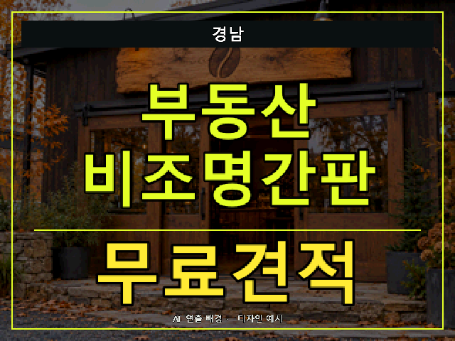 경남 부동산 비조명간판 무료견적 안내 썸네일 · AI 연출 배경
