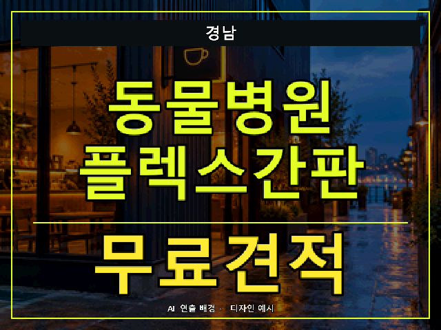 경남 동물병원 플렉스간판 무료견적 안내 썸네일 · AI 연출 배경