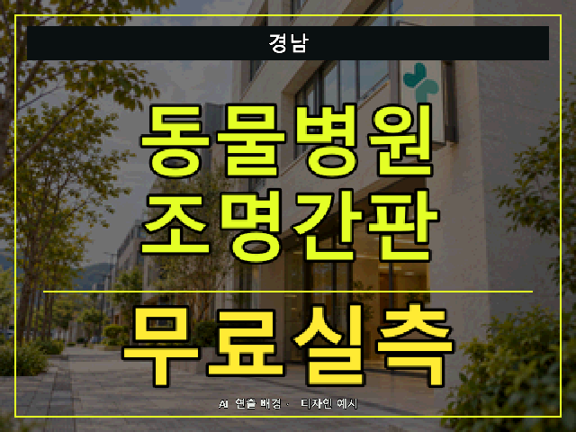 경남 동물병원 조명간판 무료실측 안내 썸네일 · AI 연출 배경