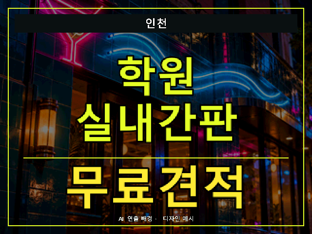 인천 학원 실내간판 무료견적 안내 썸네일 · AI 연출 배경