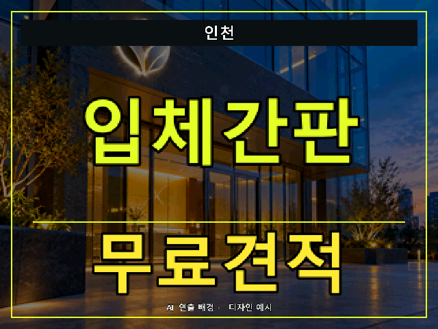 인천 입체간판 무료견적 안내 썸네일 · AI 연출 배경