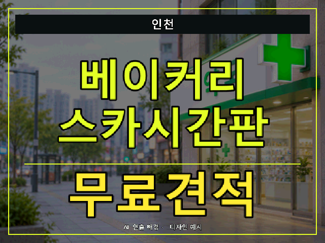 인천 베이커리 스카시간판 무료견적 안내 썸네일 · AI 연출 배경