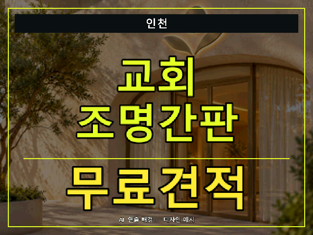 인천 교회 조명간판 무료견적 안내 썸네일 · AI 연출 배경