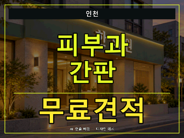 인천 피부과 간판 무료견적 안내 썸네일 · AI 연출 배경