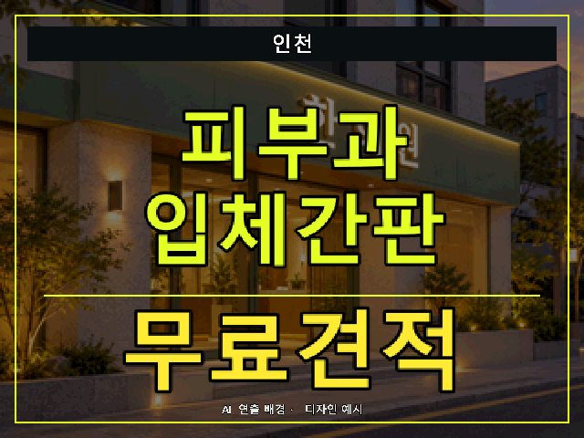 인천 피부과 입체간판 무료견적 안내 썸네일 · AI 연출 배경