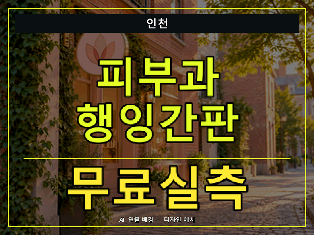 인천 피부과 행잉간판 무료실측 안내 썸네일 · AI 연출 배경