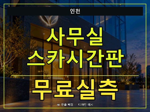 인천 사무실 스카시간판 무료실측 안내 썸네일 · AI 연출 배경