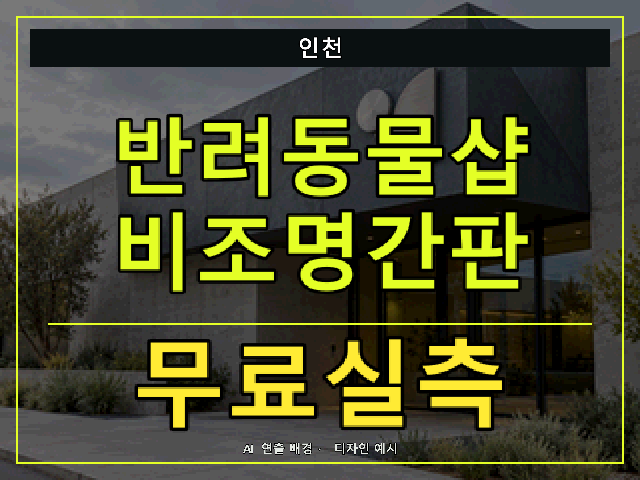 인천 반려동물샵 비조명간판 무료실측 안내 썸네일 · AI 연출 배경