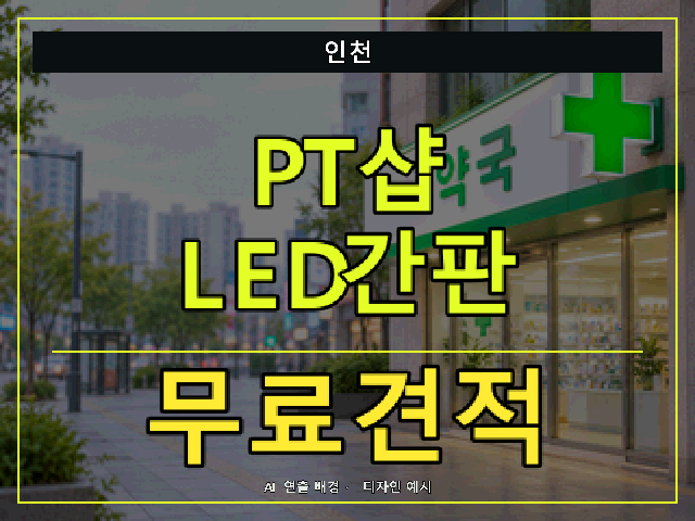 인천 PT샵 LED간판 무료견적 안내 썸네일 · AI 연출 배경