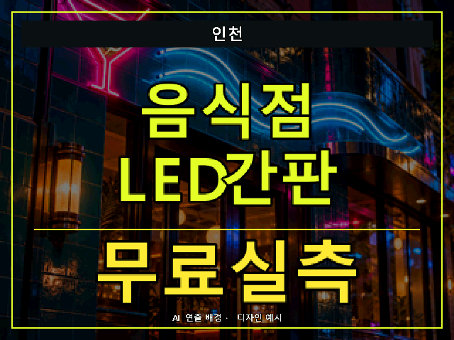 인천 음식점 LED간판 무료실측 안내 썸네일 · AI 연출 배경
