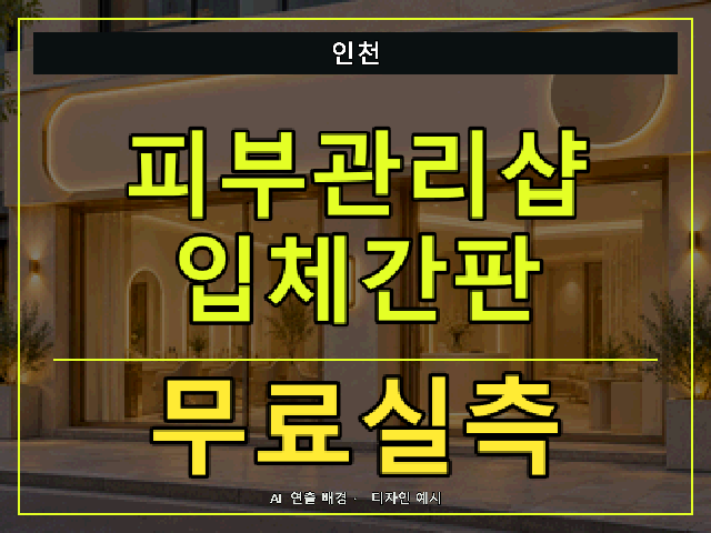 인천 피부관리샵 입체간판 무료실측 안내 썸네일 · AI 연출 배경