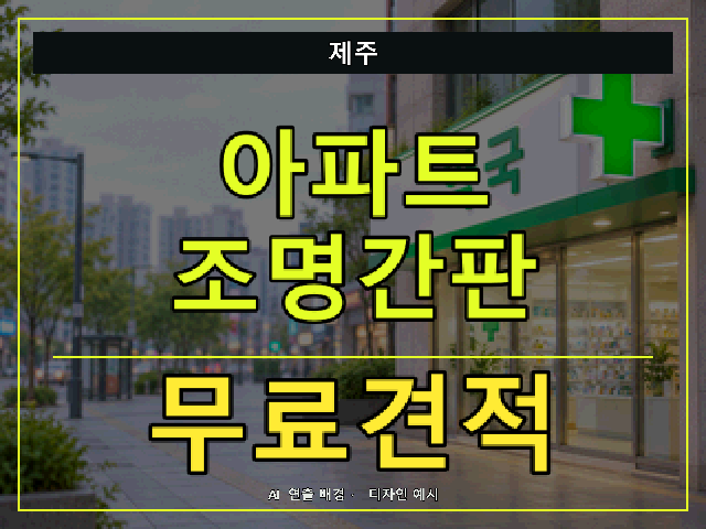 제주 아파트 조명간판 무료견적 안내 썸네일 · AI 연출 배경