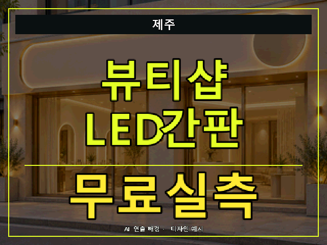 제주 뷰티샵 LED간판 무료실측 안내 썸네일 · AI 연출 배경