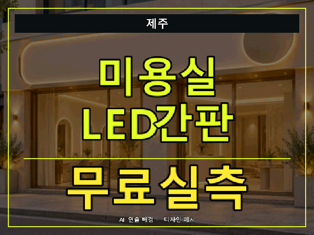 제주 미용실 LED간판 무료실측 안내 썸네일 · AI 연출 배경