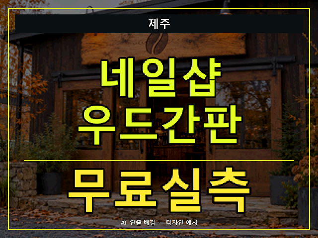 제주 네일샵 우드간판 무료실측 안내 썸네일 · AI 연출 배경
