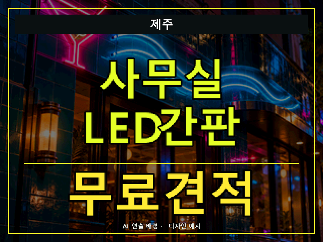 제주 사무실 LED간판 무료견적 안내 썸네일 · AI 연출 배경