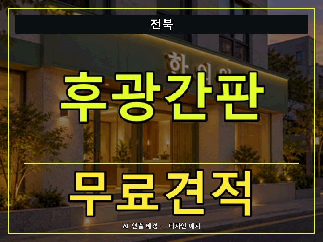 전북 후광간판 무료견적 안내 썸네일 · AI 연출 배경