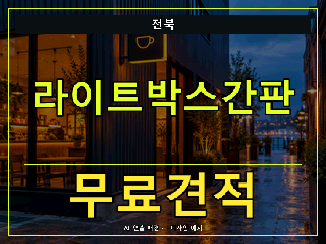전북 라이트박스간판 무료견적 안내 썸네일 · AI 연출 배경
