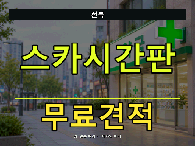 전북 스카시간판 무료견적 안내 썸네일 · AI 연출 배경