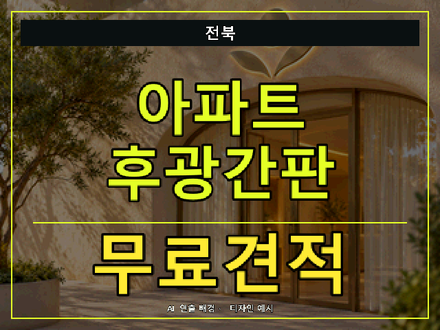 전북 아파트 후광간판 무료견적 안내 썸네일 · AI 연출 배경