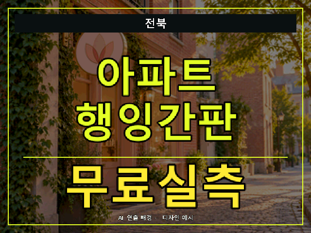전북 아파트 행잉간판 무료실측 안내 썸네일 · AI 연출 배경