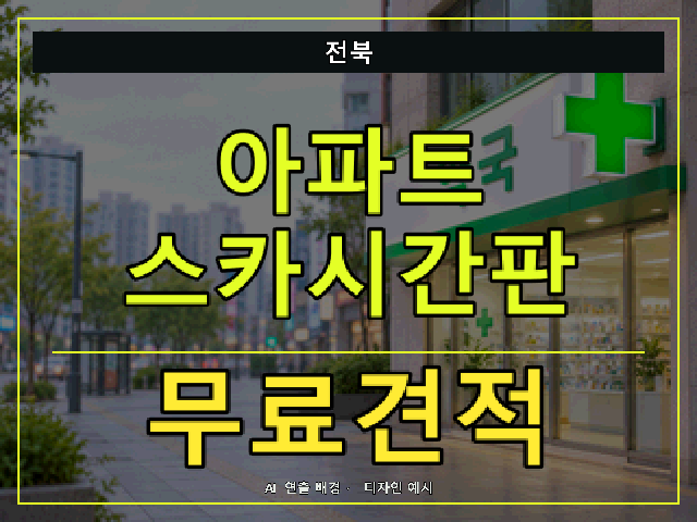 전북 아파트 스카시간판 무료견적 안내 썸네일 · AI 연출 배경