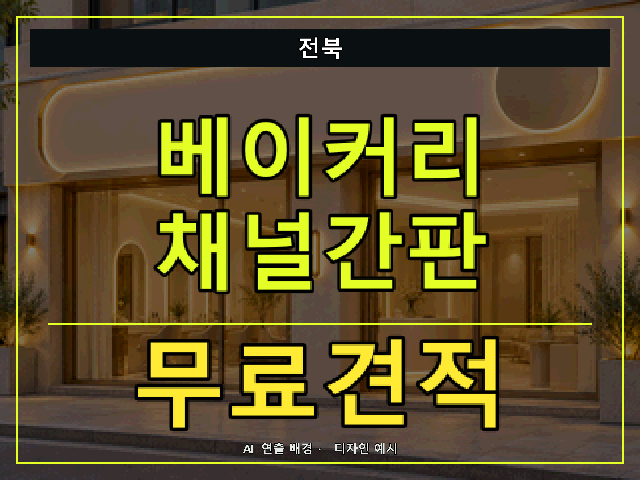 전북 베이커리 채널간판 무료견적 안내 썸네일 · AI 연출 배경