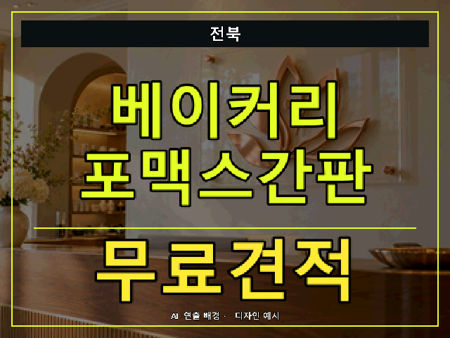전북 베이커리 포맥스간판 무료견적 안내 썸네일 · AI 연출 배경