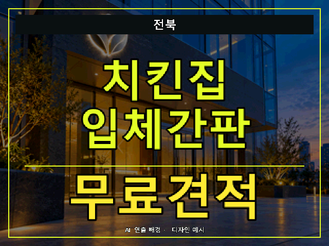 전북 치킨집 입체간판 무료견적 안내 썸네일 · AI 연출 배경