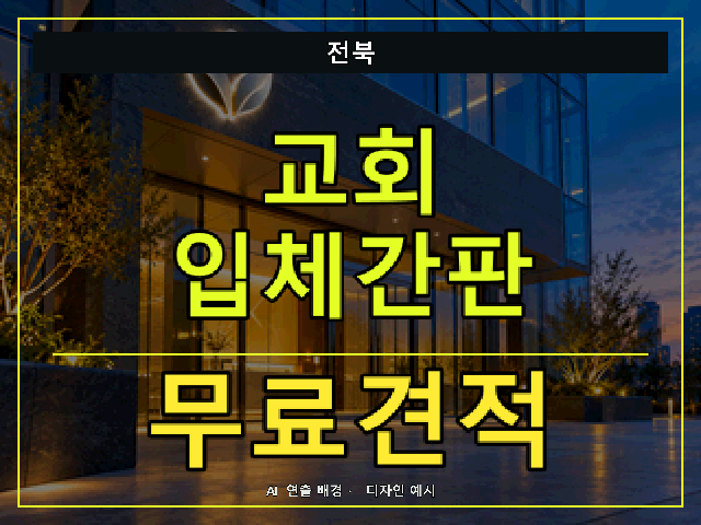 전북 교회 입체간판 무료견적 안내 썸네일 · AI 연출 배경