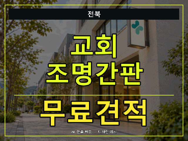 전북 교회 조명간판 무료견적 안내 썸네일 · AI 연출 배경