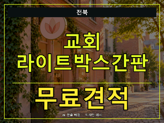 전북 교회 라이트박스간판 무료견적 안내 썸네일 · AI 연출 배경