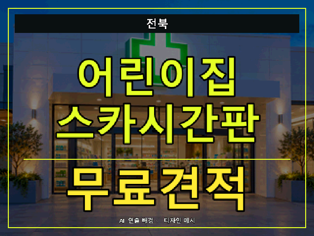 전북 어린이집 스카시간판 무료견적 안내 썸네일 · AI 연출 배경