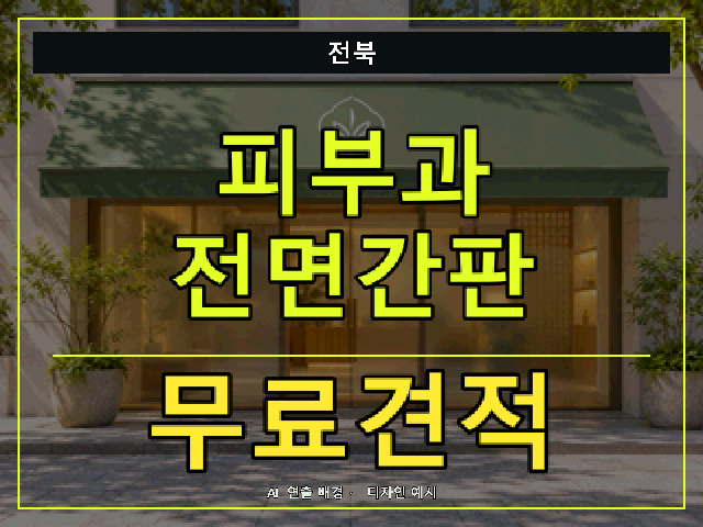 전북 피부과 전면간판 무료견적 안내 썸네일 · AI 연출 배경