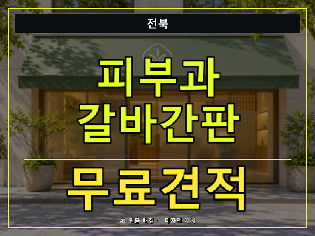 전북 피부과 갈바간판 무료견적 안내 썸네일 · AI 연출 배경