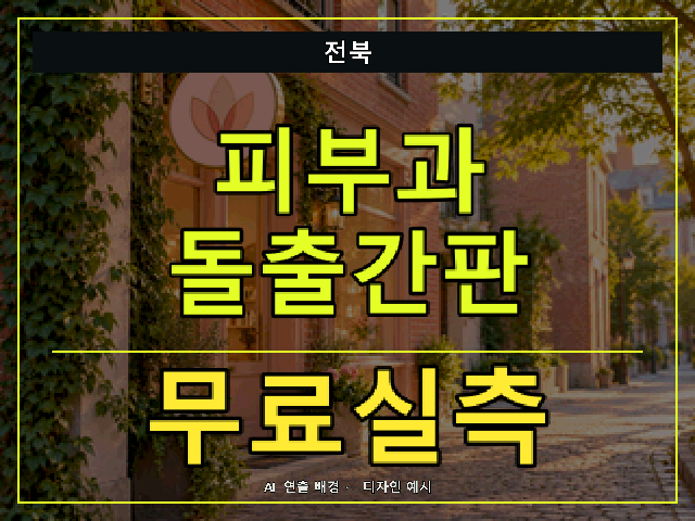 전북 피부과 돌출간판 무료실측 안내 썸네일 · AI 연출 배경