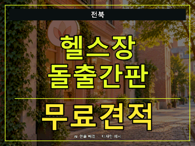 전북 헬스장 돌출간판 무료견적 안내 썸네일 · AI 연출 배경