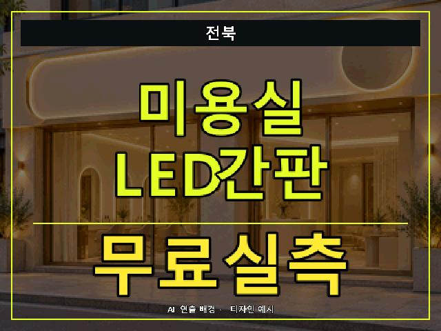 전북 미용실 LED간판 무료실측 안내 썸네일 · AI 연출 배경