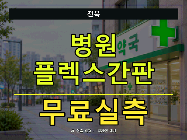 전북 병원 플렉스간판 무료실측 안내 썸네일 · AI 연출 배경