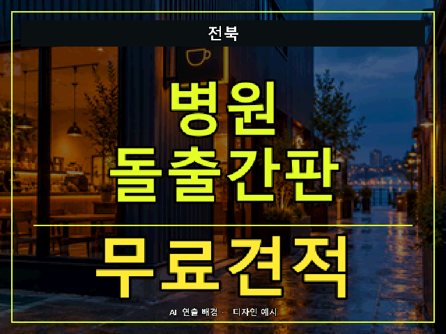 전북 병원 돌출간판 무료견적 안내 썸네일 · AI 연출 배경