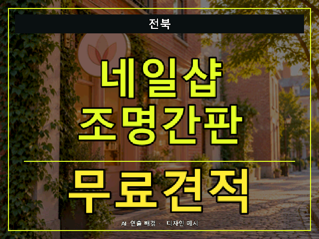 전북 네일샵 조명간판 무료견적 안내 썸네일 · AI 연출 배경